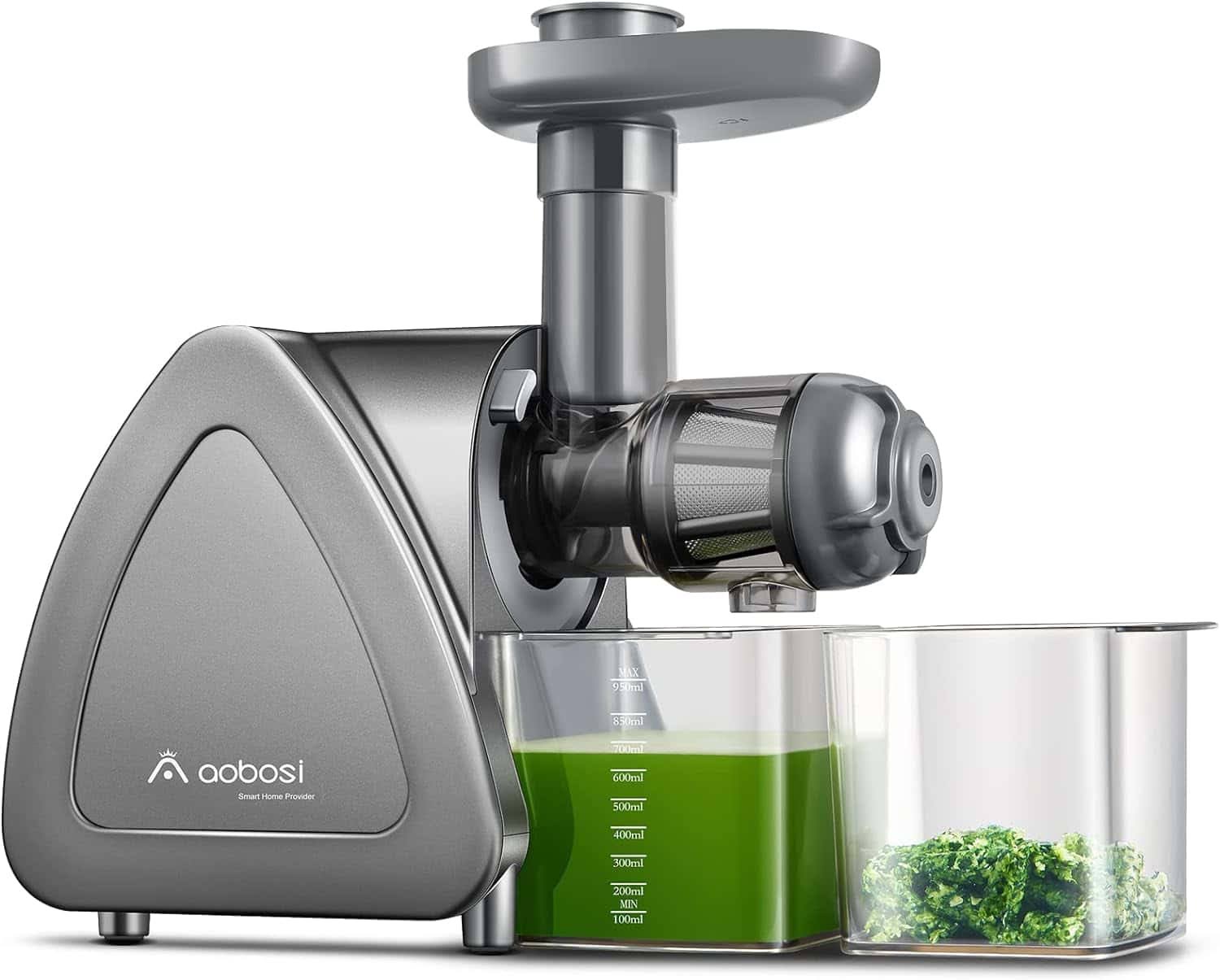 Aobosi Slow Masticating Cold Press Juicer, Quiet Motor, High Yield, Juice Jug   Brush, Gray