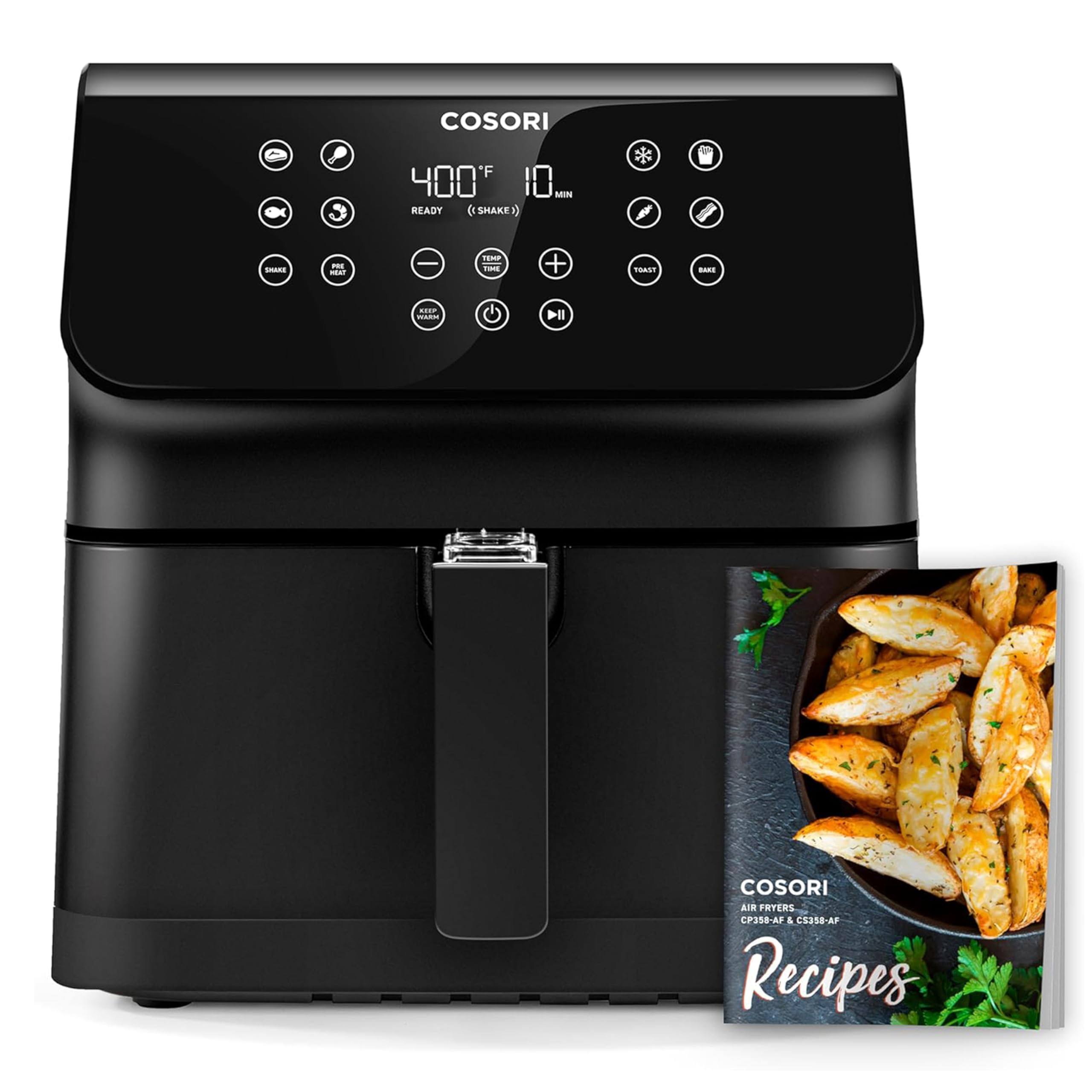 COSORI 12-in-1 Air Fryer 5.8QT, Toast, Bake, Detachable Square Basket, Dishwasher Safe