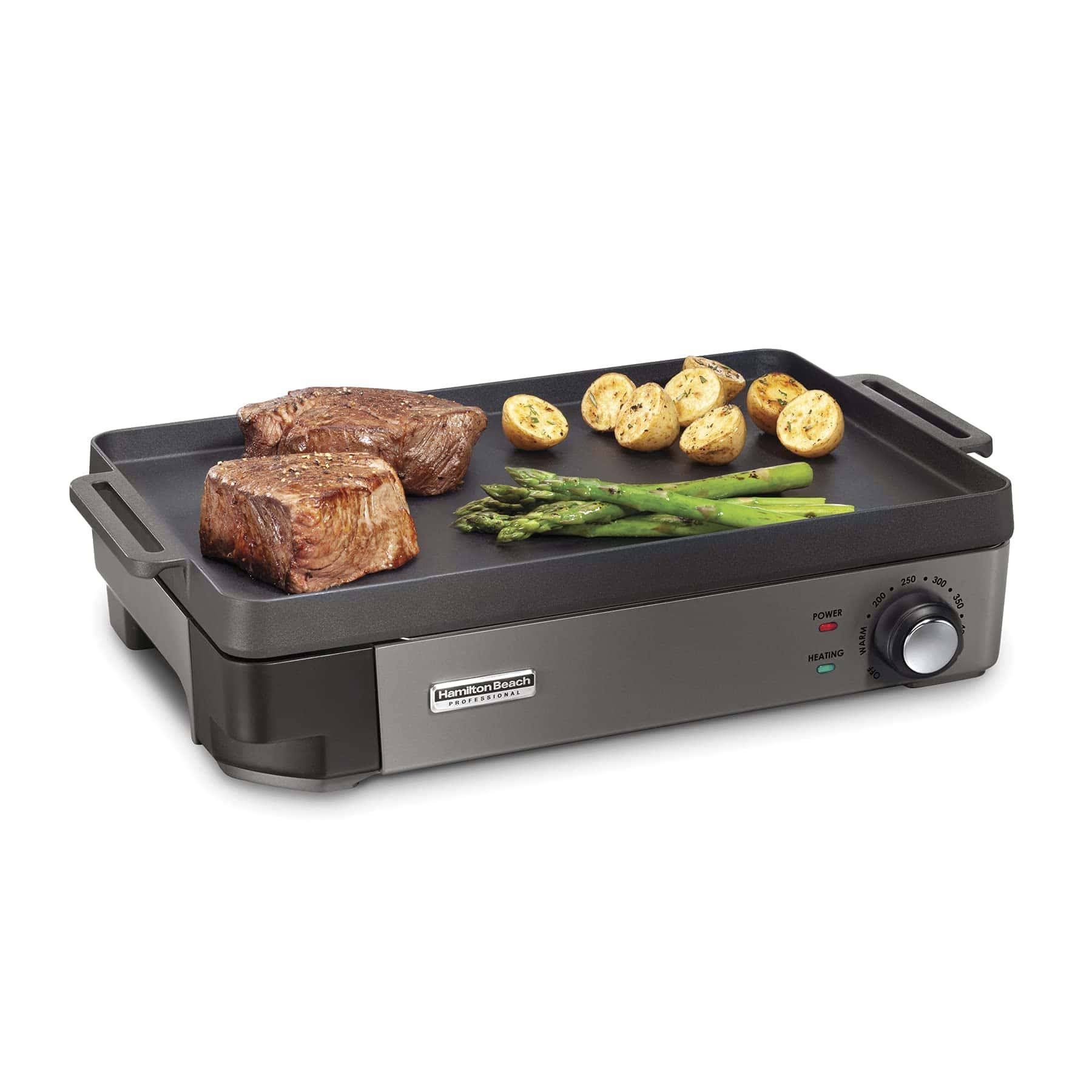 Cast Iron Indoor Electric Grill   Griddle, 10  x 16  Preseasoned Cooking Surface, Adjustable Temperature up to 450° F, Black (38560)