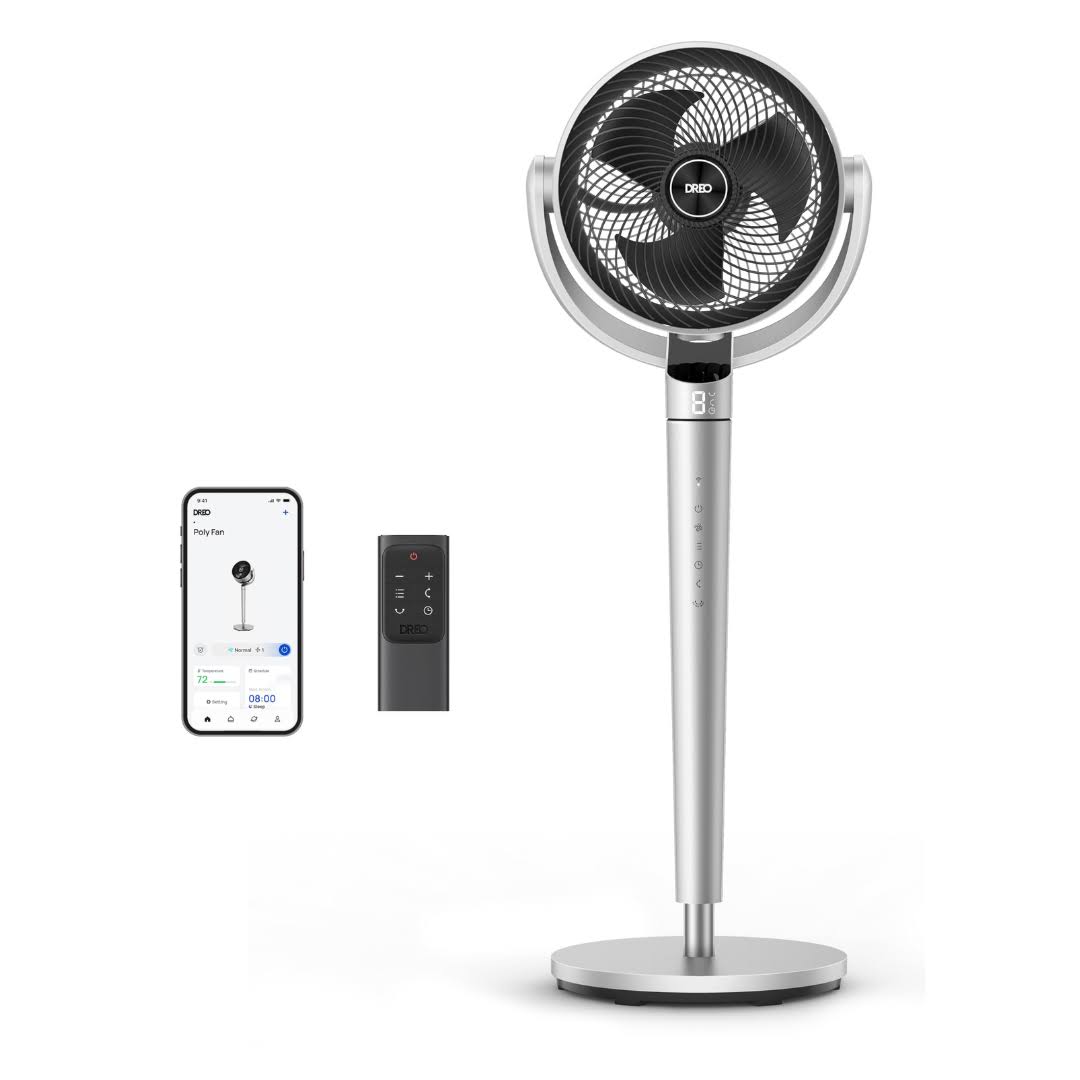 Pedestal Fan with Smart Control, 43  Inches, 150°+120° Omni-Directional Oscillating Quiet Fans for Bedroom