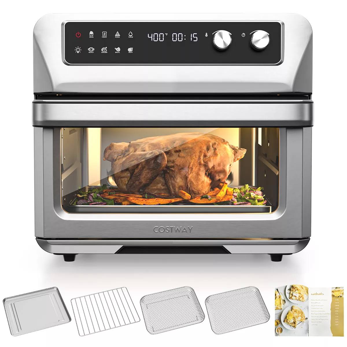 21QT Convection Air Fryer Toaster Oven 8-in-1 w/ 5 Accessories   Recipe