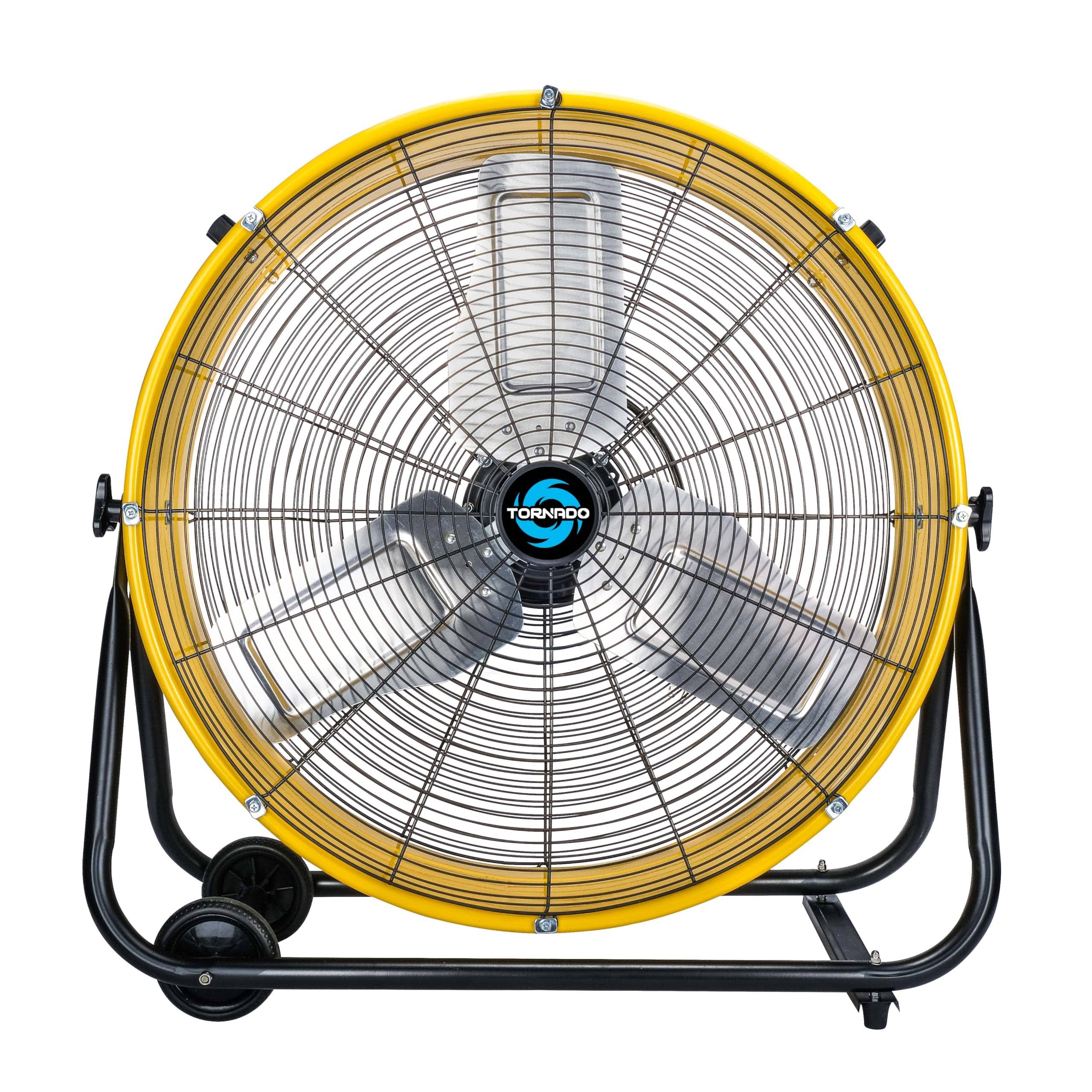 Tornado   24 Inch High Velocity Heavy Duty Tilt Metal Drum Fan Yellow Commercial, (YELLOW)