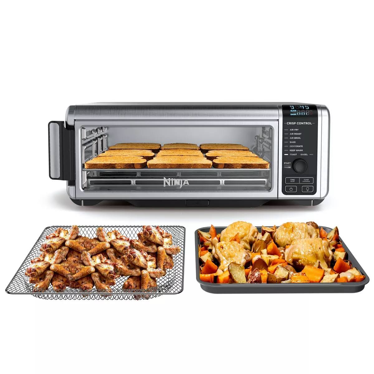 NINJA SP101 Stainless Steel Foodi Digital Air Fry Oven, Convection Oven, Toaster, Air Fryer, Flip-Away for Storage