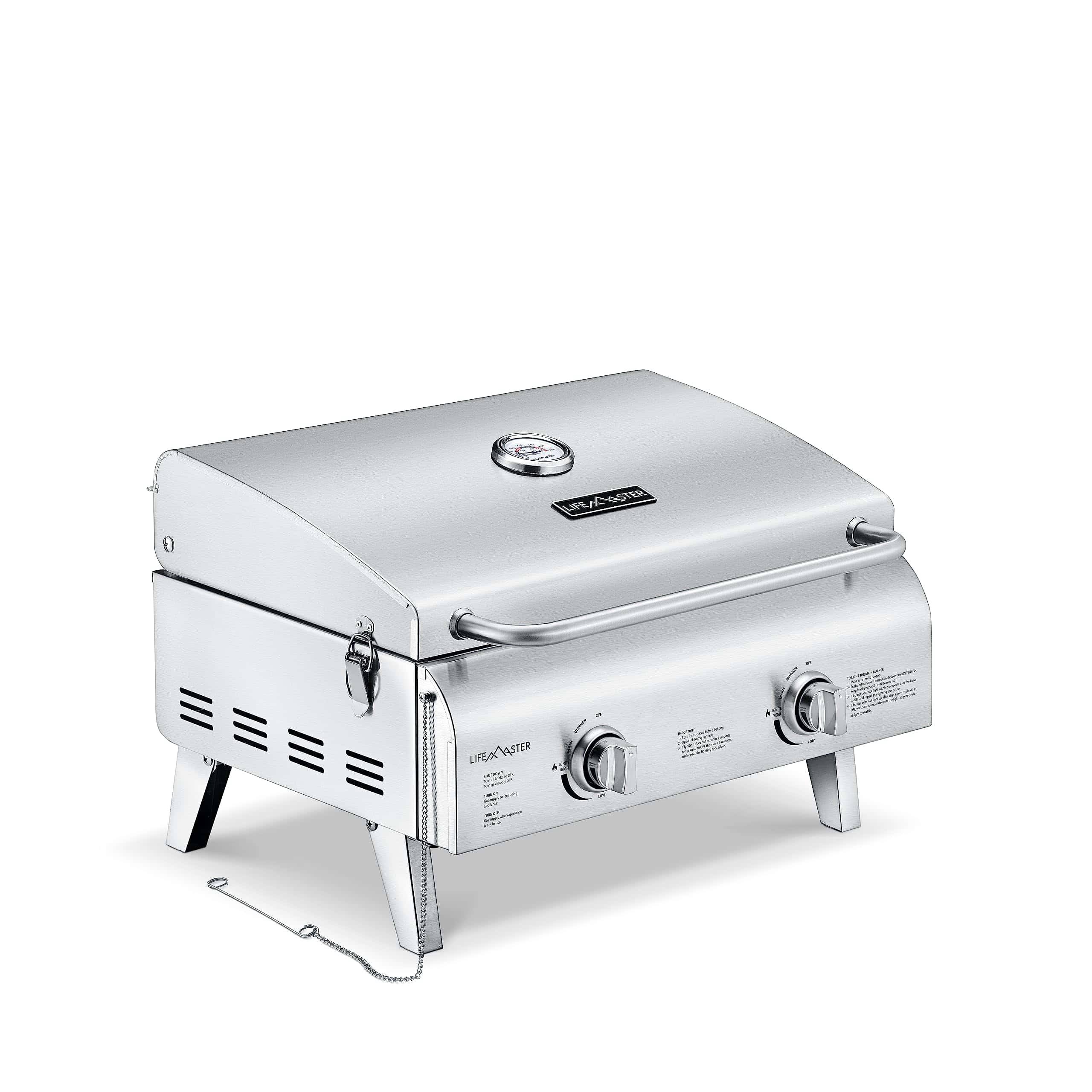 Portable Grill – Table Top Stainless Steel Propane Gas BBQ – Silver   By Lifemaster