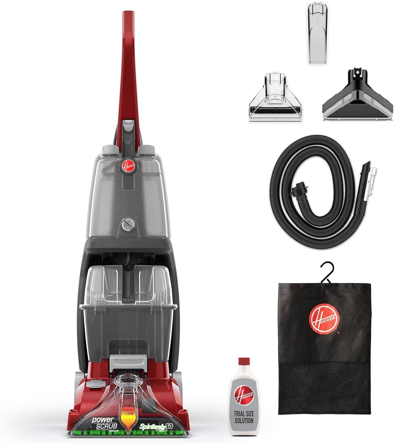 PowerScrub Deluxe Carpet Cleaner Machine, Upright Shampooer, FH50150NC, Red
