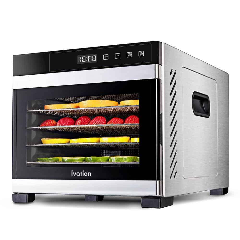 Ivation 6 Stainless Steel Tray Food Dehydrator For Snacks, Fruit and Beef Jerky