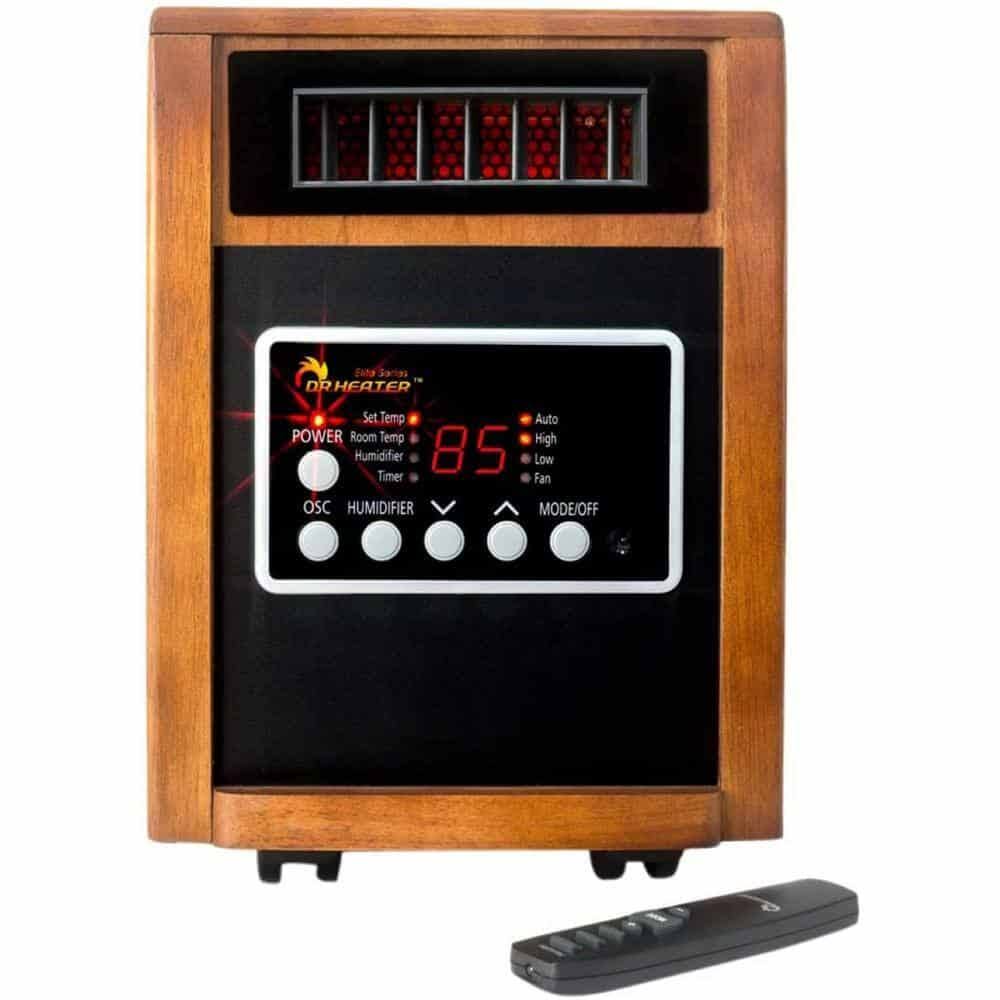 Dr Infrared Heater DR998 Elite Series 1500-Watt Dual Heating System Infrared Portable Heater with Built-In Ultrasonic Humidifier/Oscillating Fan