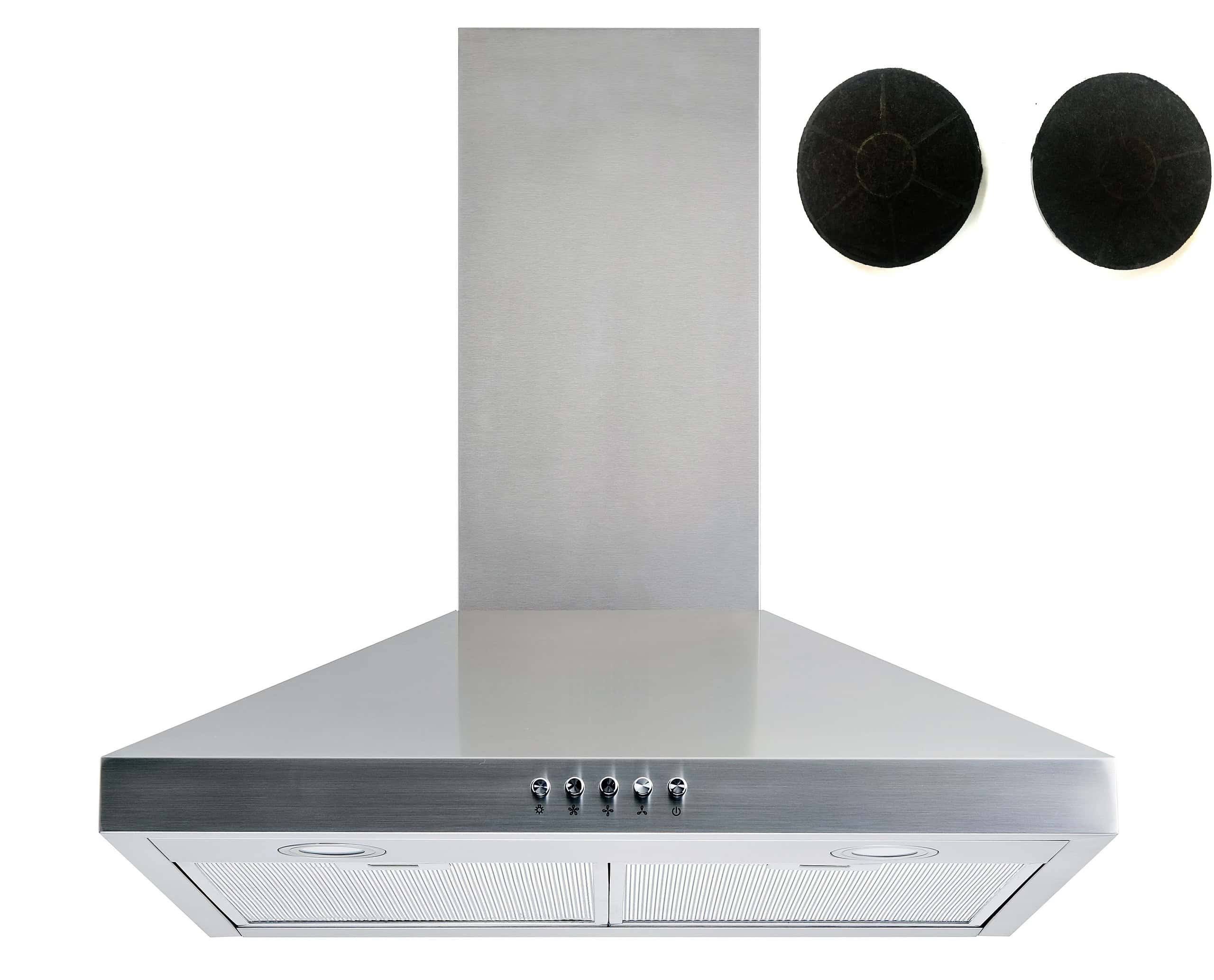 Winflo 30-in 284-CFM Convertible Stainless Steel Wall-Mounted Range Hood with Charcoal Filter
