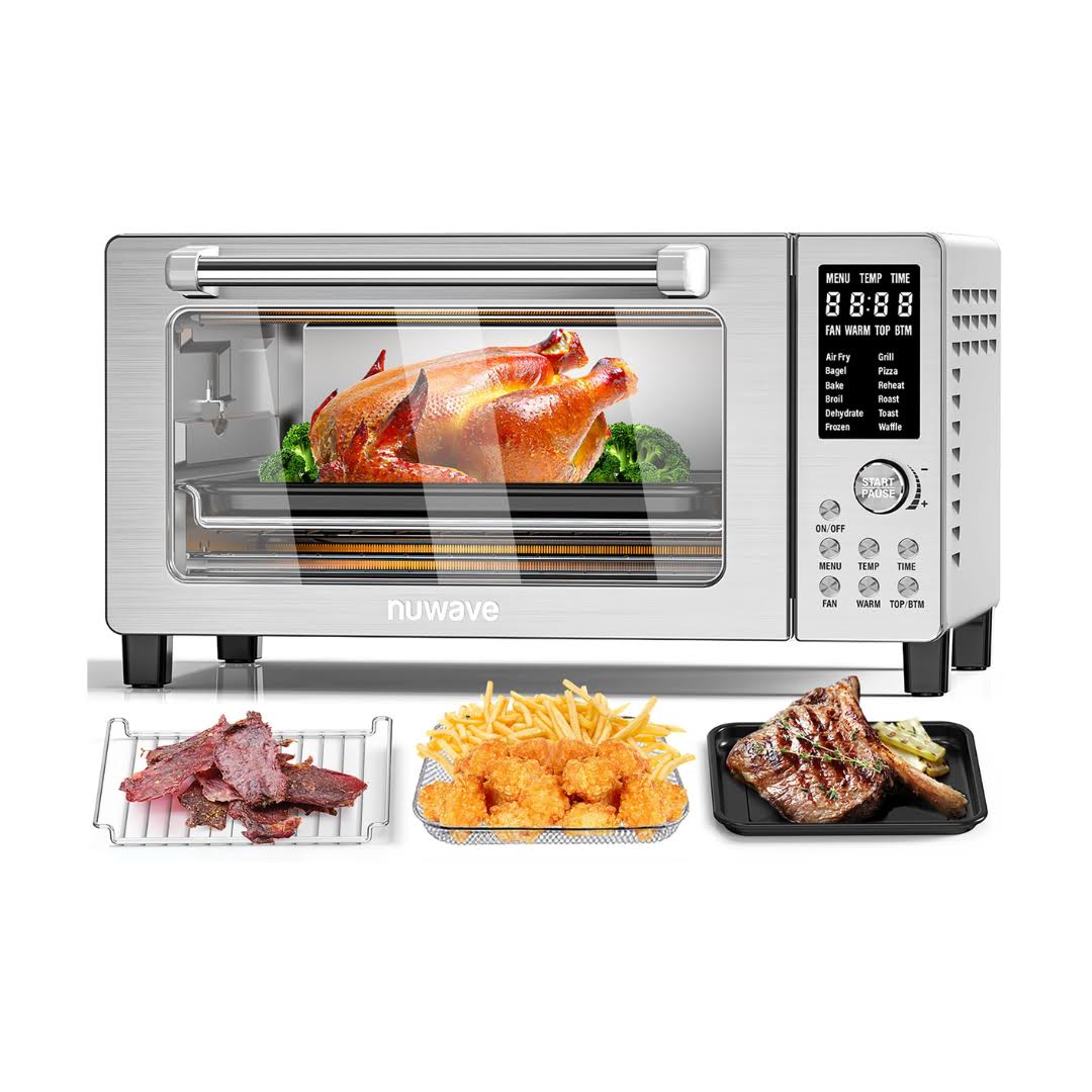 Nuwave Bravo Pro Smart 21QT Toaster Oven Air Fryer Combo, 1800W, Stainless Steel