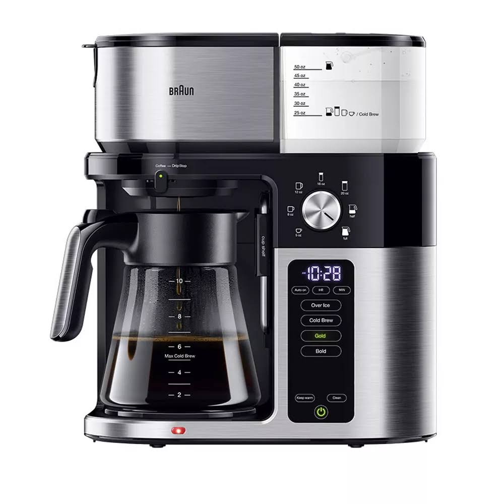Braun MultiServe Plus 10-Cup Pod Free Drip Coffee Maker, 7 Brew Sizes / Hot   Cold Brew, KF9250BK