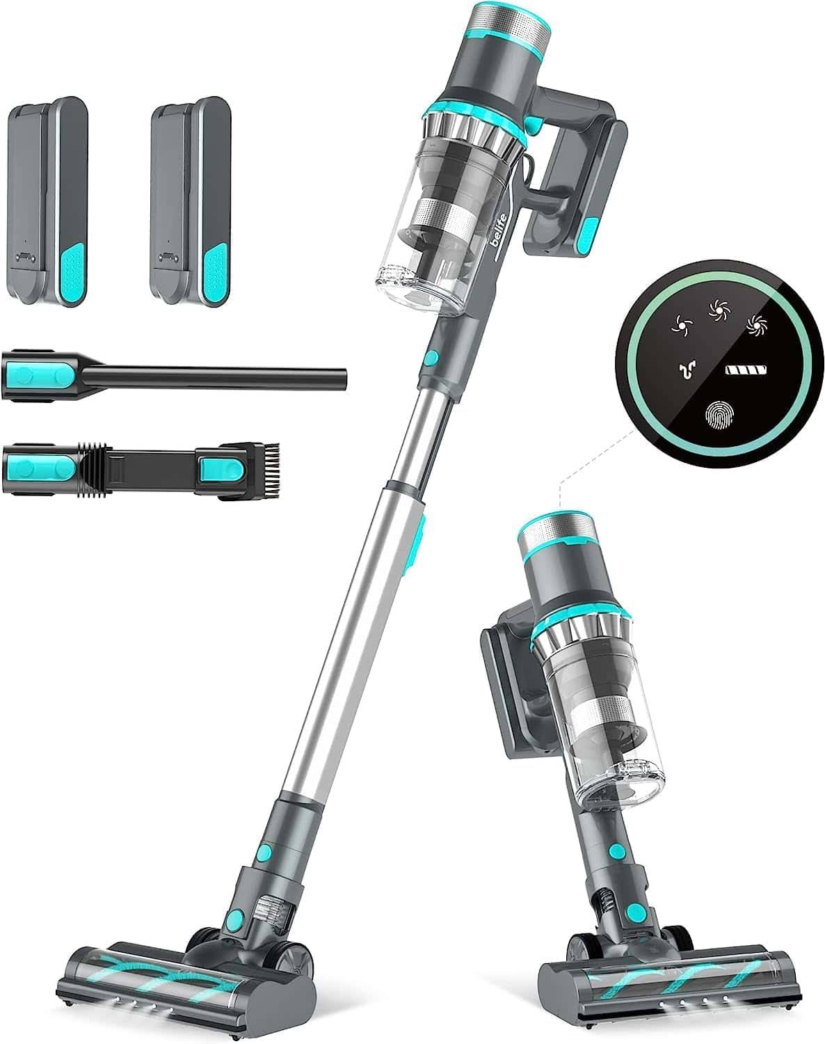 Belife BVC11 Cordless Vacuum Cleaner, 2 Rechargeable Battery, 25Kpa 380W Brushless Stick Vacuum