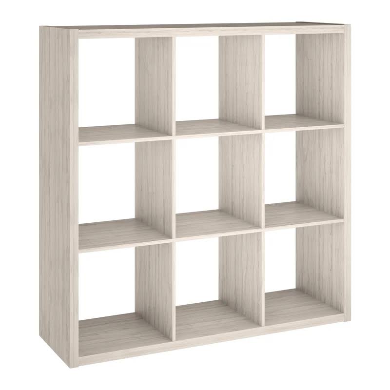 4589 43.98 in. H x 43.82 in. W x 13.50 in. D Bleached Walnut Wood Large 9- Cube Organizer