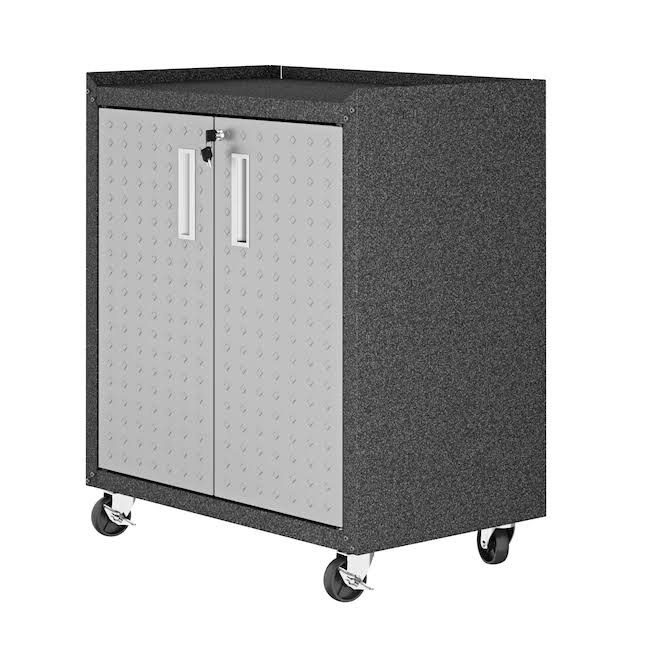 Manhattan Comfort 3GMCCFortress Steel Freestanding Garage Cabinet in Gray (30.3-in W x 31.5-in H x 18.2-in D)