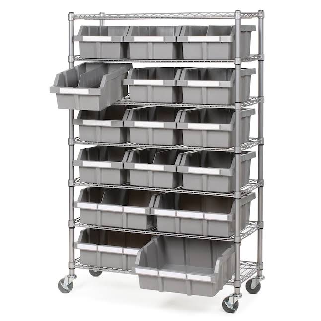 Seville Classics WEB67736-in W x 14-in D x 56-in H 7-Tier NSF 16-Bin Rack