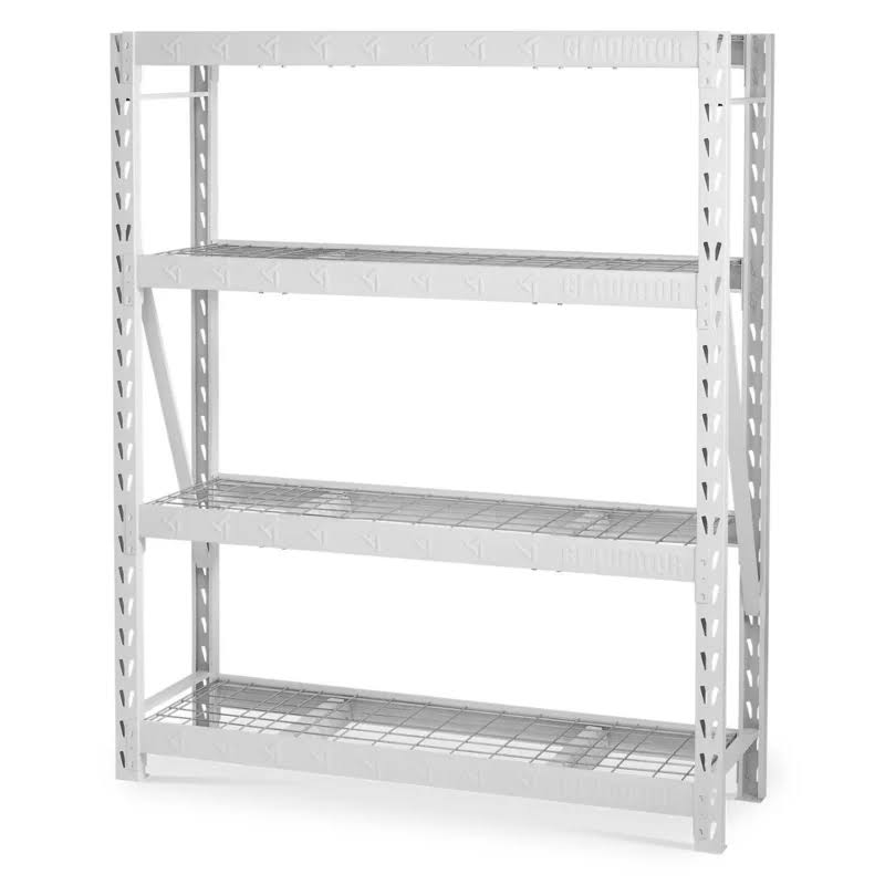 GARS604TKW White 4-Tier Heavy Duty Steel Garage Storage Shelving Unit (60 in. W x 72 in. H x 18 in. D)
