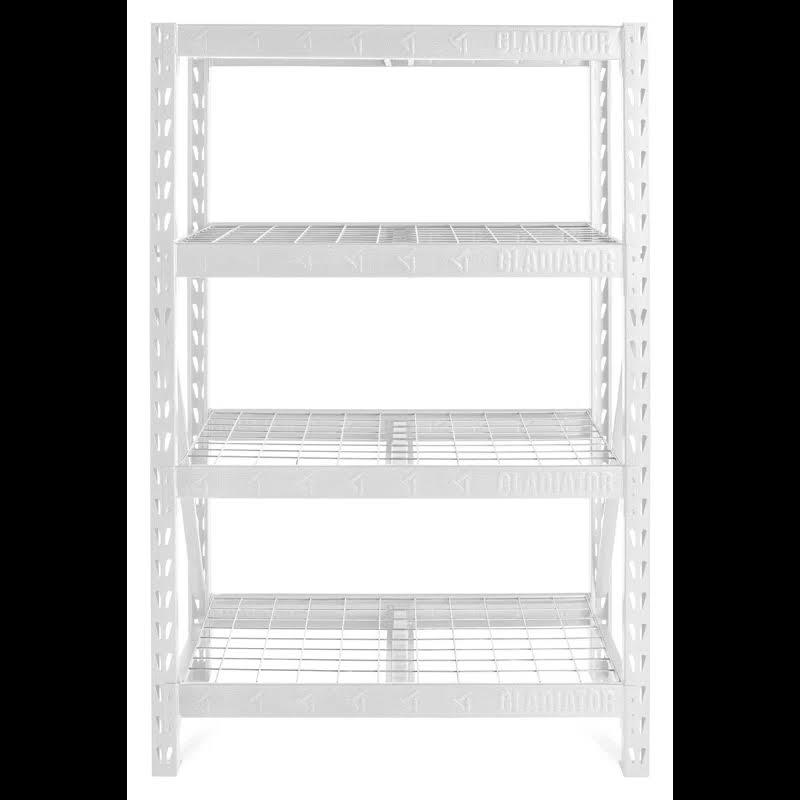 GARS484TKW White 4-Tier Heavy Duty Steel Garage Storage Shelving Unit (48 in. W x 72 in. H x 18 in. D)
