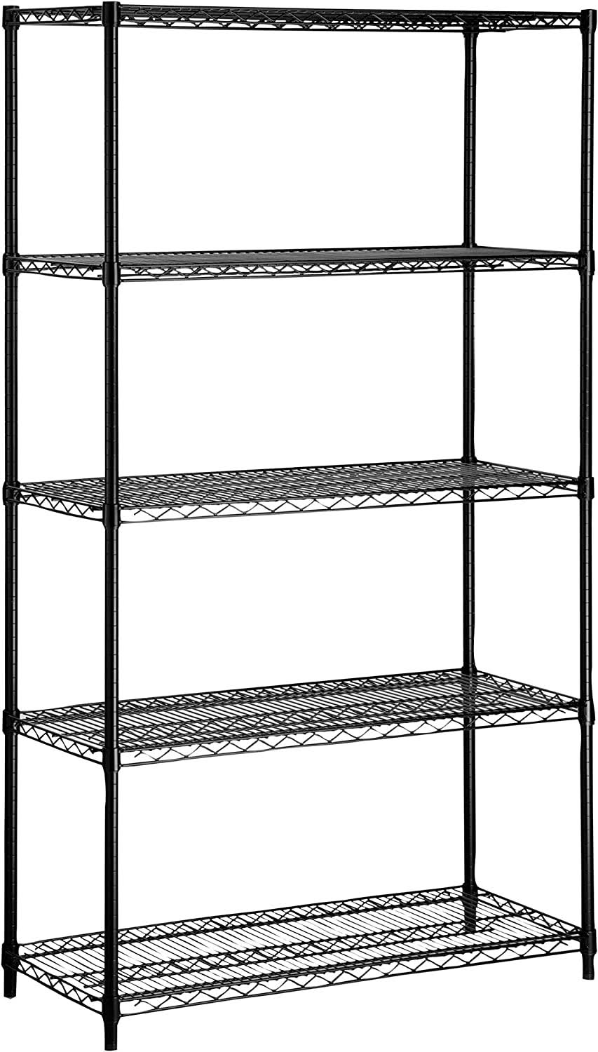 SHF-01912 Shelving Unit 350-Pound Capacity, black, 5-Tier