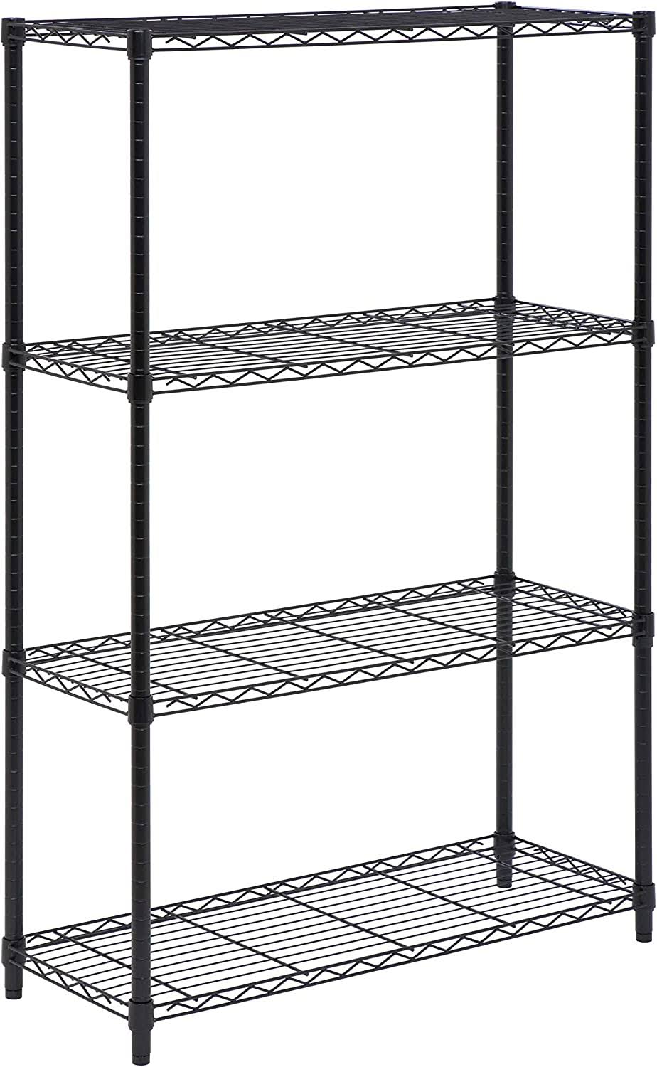 SHF-01908 Adjustable Storage Shelving Unit, 250-Pounds Per Shelf, Black, 4-Tier, 36Lx14Wx54H