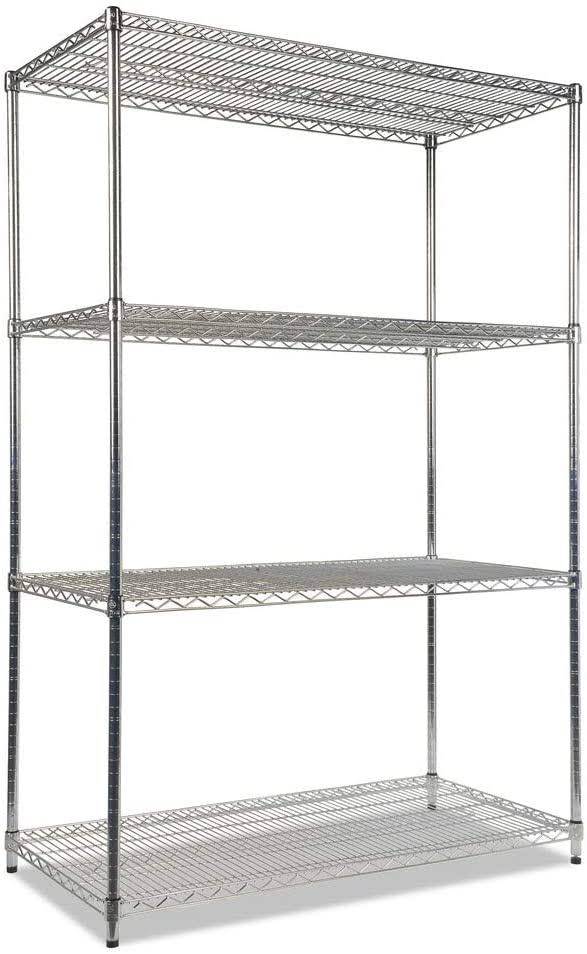 ALESW504824SR Industrial Heavy-Duty Wire Shelving Starter Kit, 4-Shelf, 48  x 24  x 72