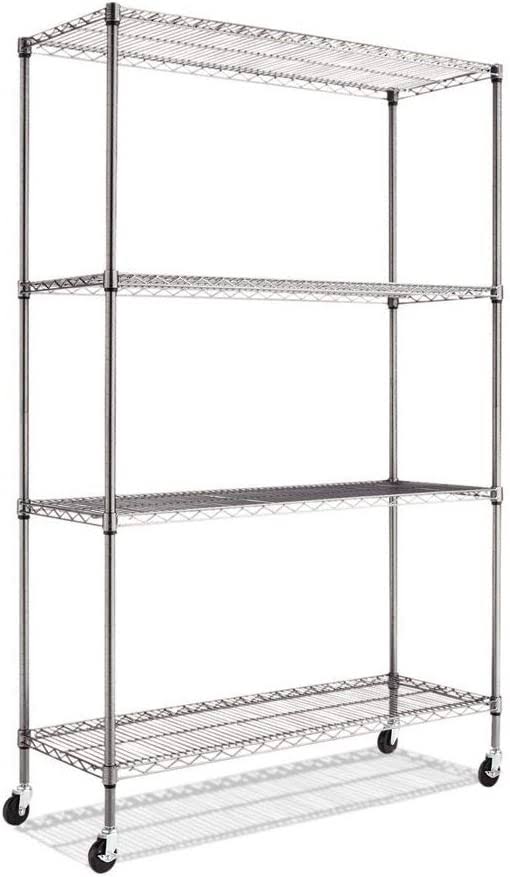 ALESW604818BA 4-Tier 48閳 x 18閳 72閳 Wire Shelving Rack with Casters, Black Anthracite