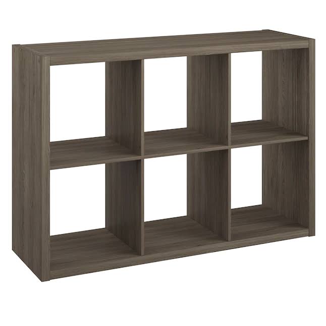 30-in H x 43.82-in W x 13.5-in D Graphite Gray Wood Laminate 6 Cube Organizer