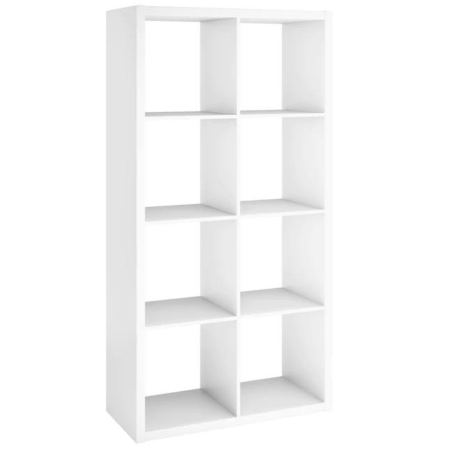 57.95-in H x 29.87-in W x 13.5-in D White Wood Laminate 8 Cube Organizer