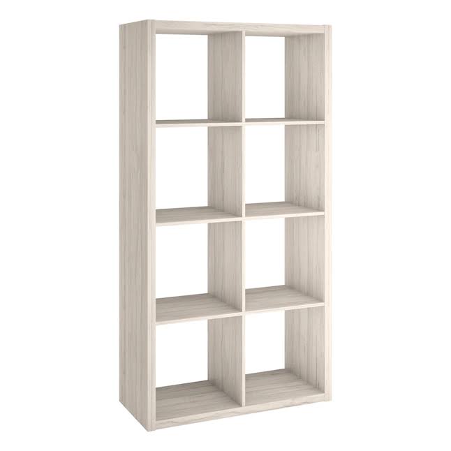 57.95-in H x 29.87-in W x 13.5-in D Bleached Walnut Wood Laminate 8 Cube Organizer