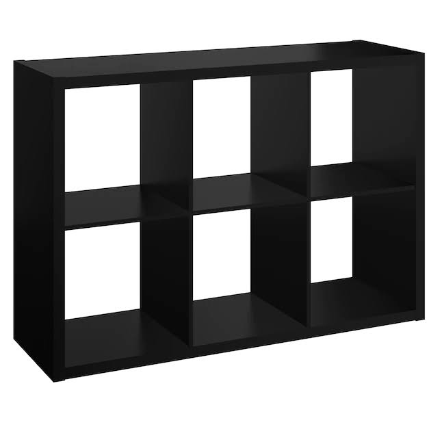 30-in H x 43.82-in W x 13.5-in D Black Wood Laminate 6 Cube Organizer