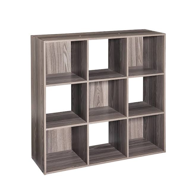 35.88-in H x 35.88-in W x 11.63-in D Natural Gray Stackable Wood Laminate 9 Cube Organizer