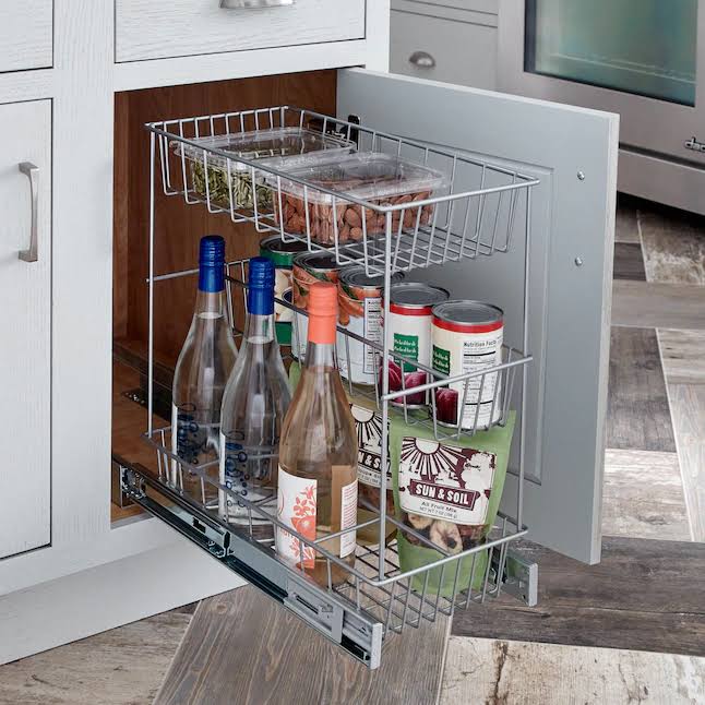 8.92-in W x 18.36-in H 3-Tier Pull Out Metal Soft Close Cabinet Organizer