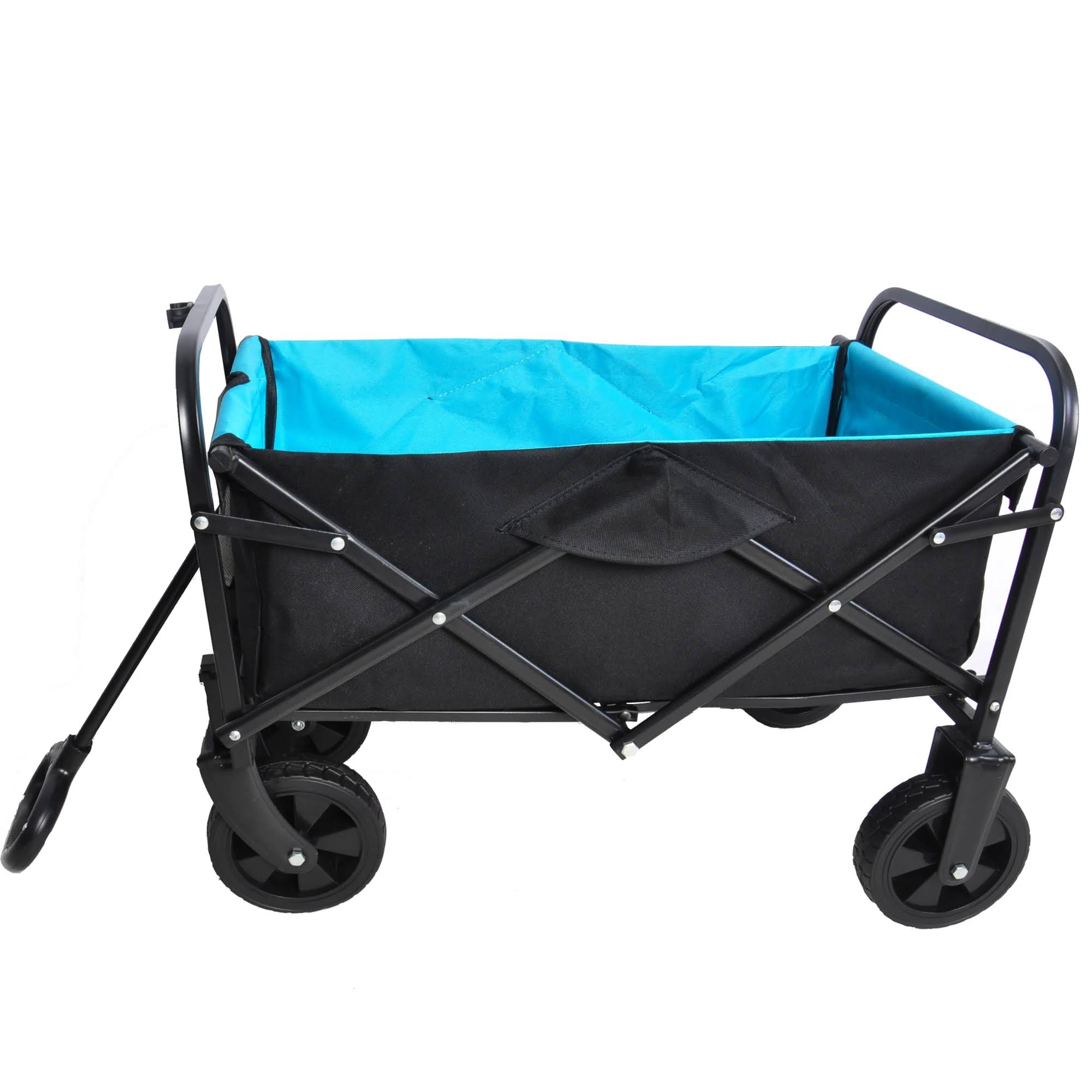 Folding Wagon Garden Shopping Beach Cart (black+blue) 23.82  x 15.16  x 8.66