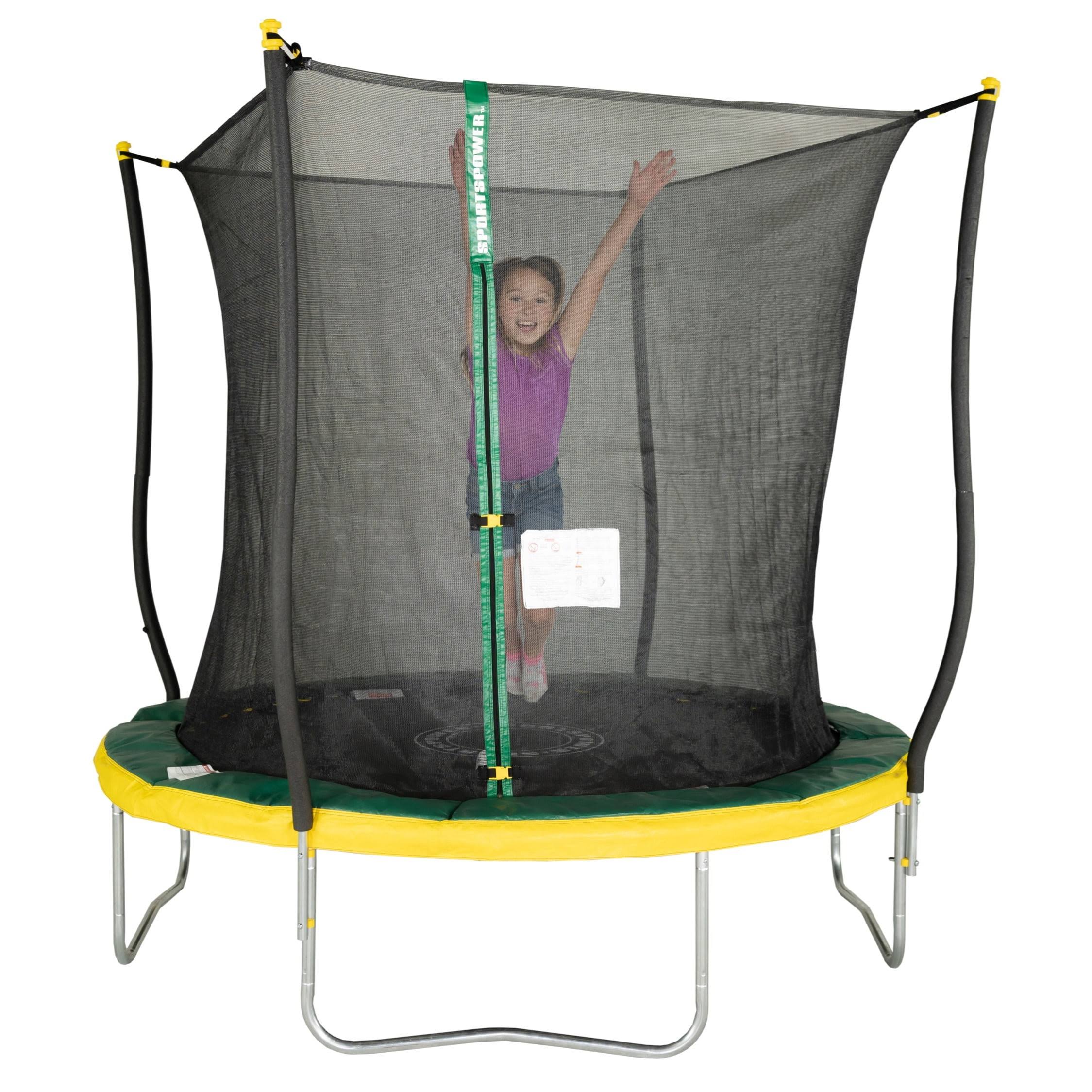 Bounce Pro 8  Trampoline, Flash Light Zone, Classic Safety Enclosure, Green/Yellow