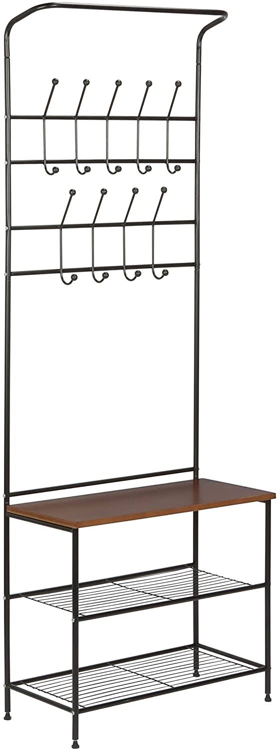 Entryway Storage Valet, 25.75  L x 12.25  W x 70.25  H, Black