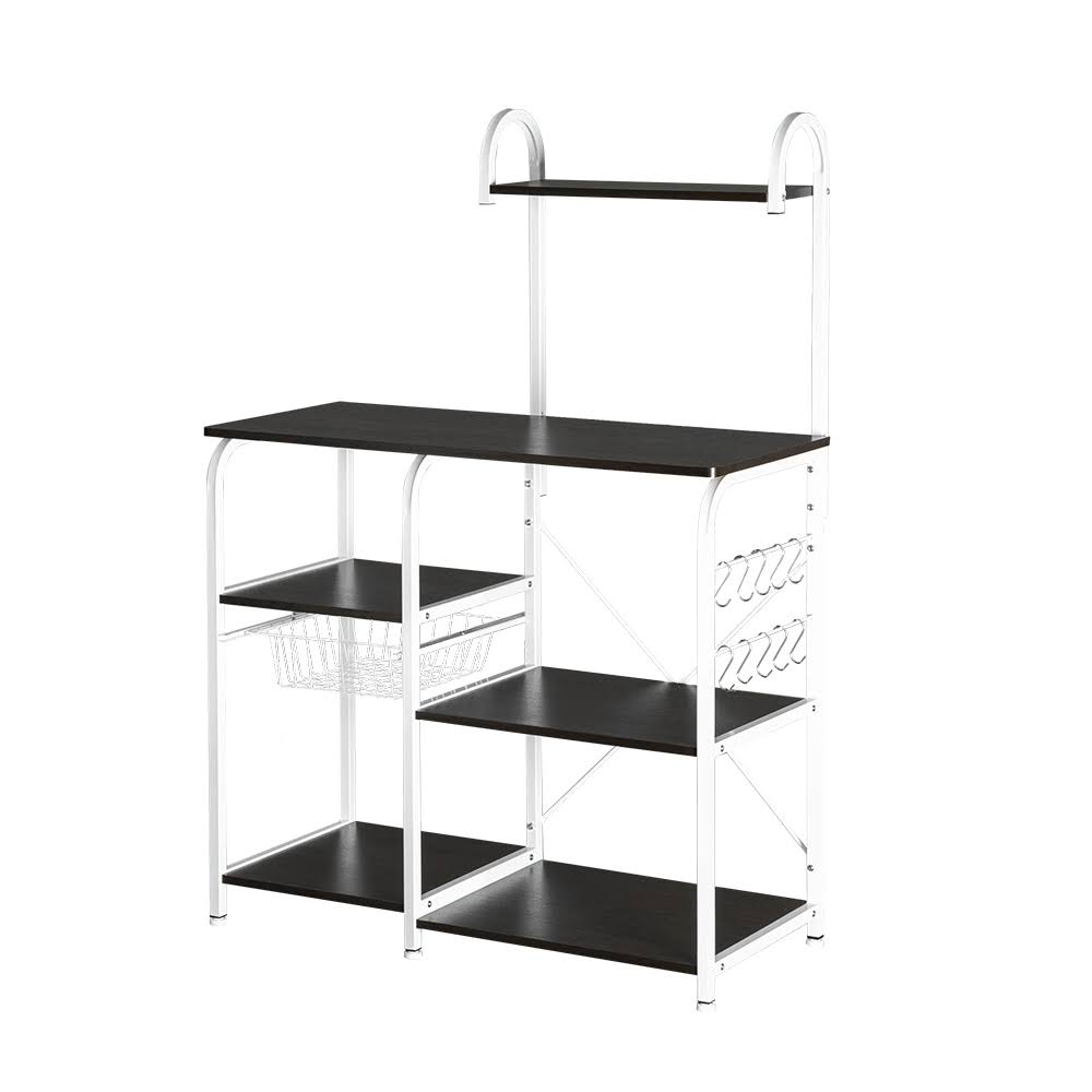 Functional Kitchen Baker s Rack Utility Microwave Oven Stand Storage Cart Workstation Shelf, Black 35.43 x 16.54 x 51.77