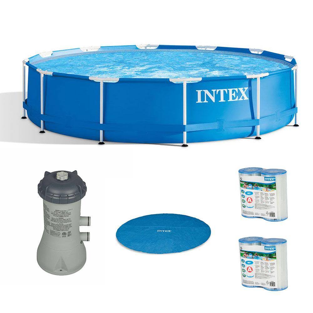 28210EH + 2 x 29002E + 28637EG + 28012E 12 ft. x 30 in. Outdoor Pool with Cartridge Filter Pump, Filter Cartridge and Cover