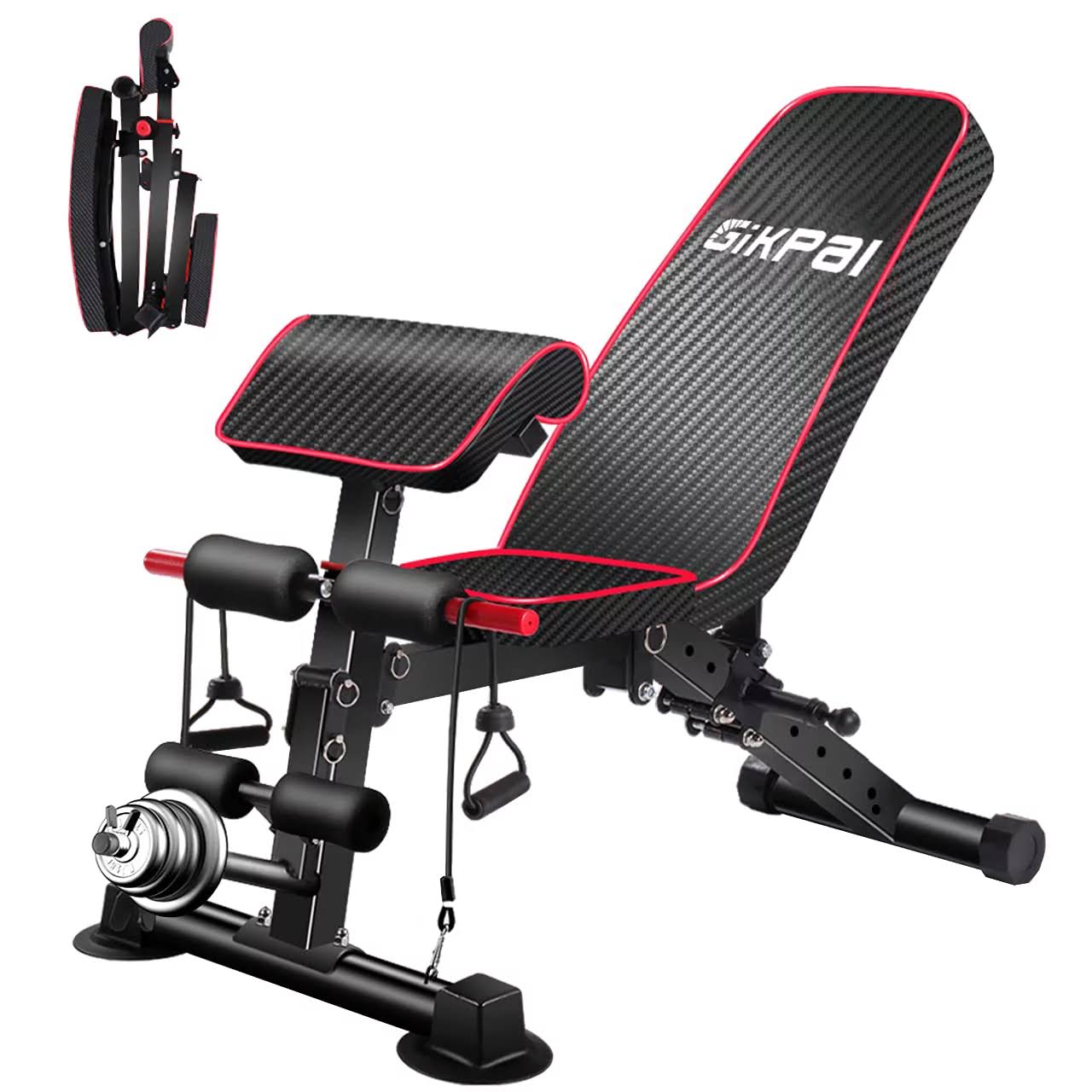 GIKPAL Adjustable Bench, 8 Positions, Incline, Flat, Decline Olympic Weight Bench, Maximum Weight 600 Lbs. Black