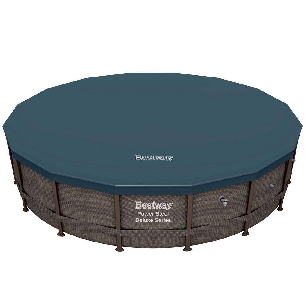 15123E-BW 14 ft. x 42 in. Deep Power Steel Metal Frame Above Ground Swimming Pool Set with Pump