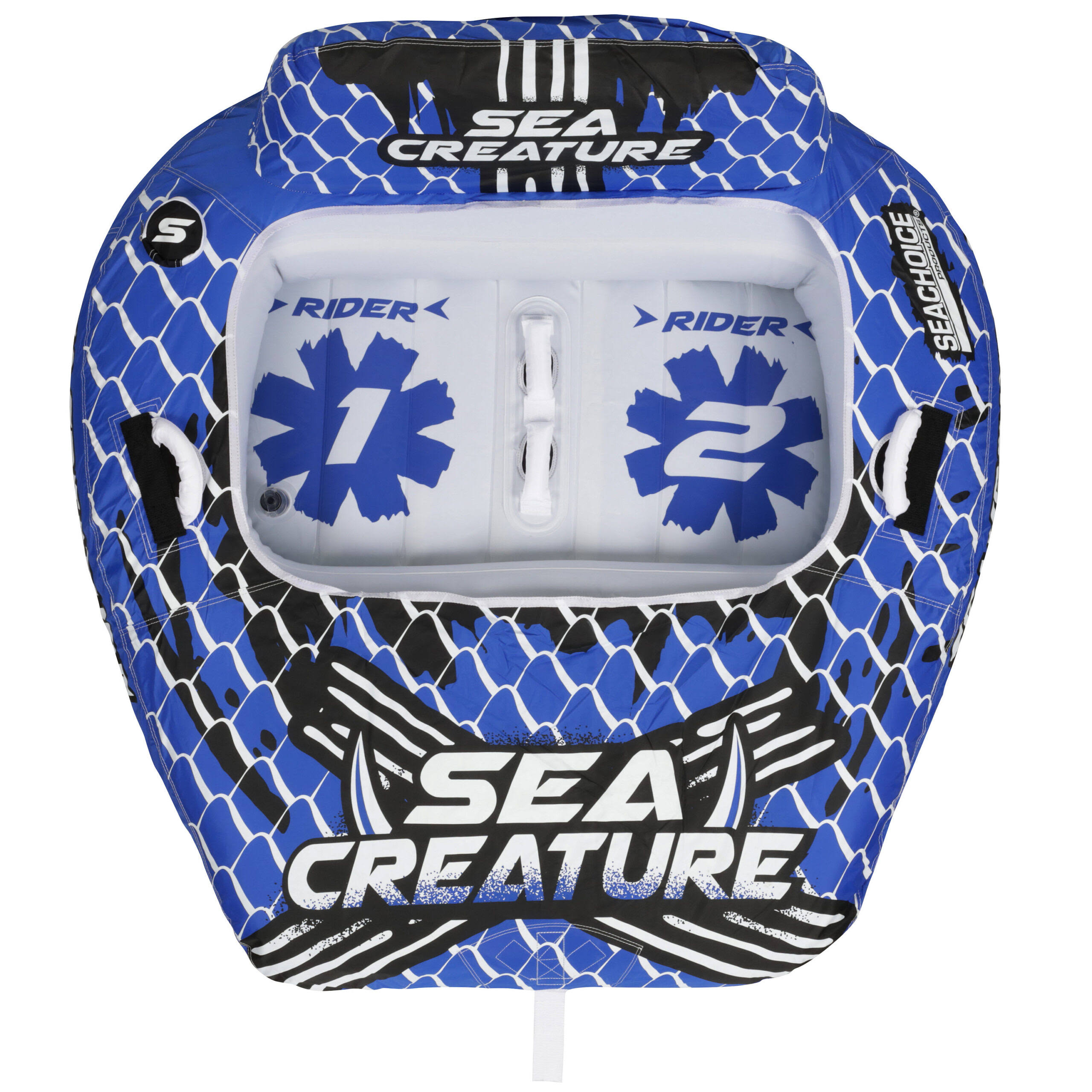 Seachoice Sea-Creature Towable Tube, Open Top Boat Tube w/ Backrests, 2 Person, 60 In. X 58 In.