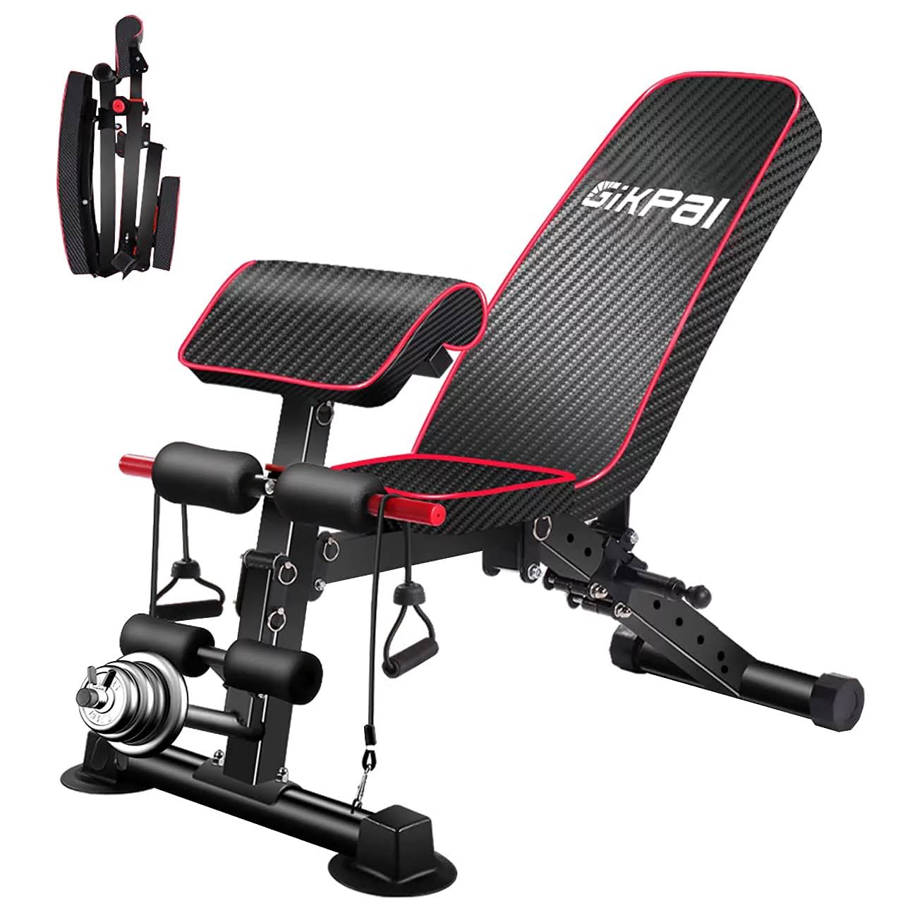 GIKPAL Adjustable Weight Bench   8 Positions, Flat/Incline/Decline Folding FID Utility Bench, Foldable Exercise Workout Bench for Home Gym, 600lbs Capacity