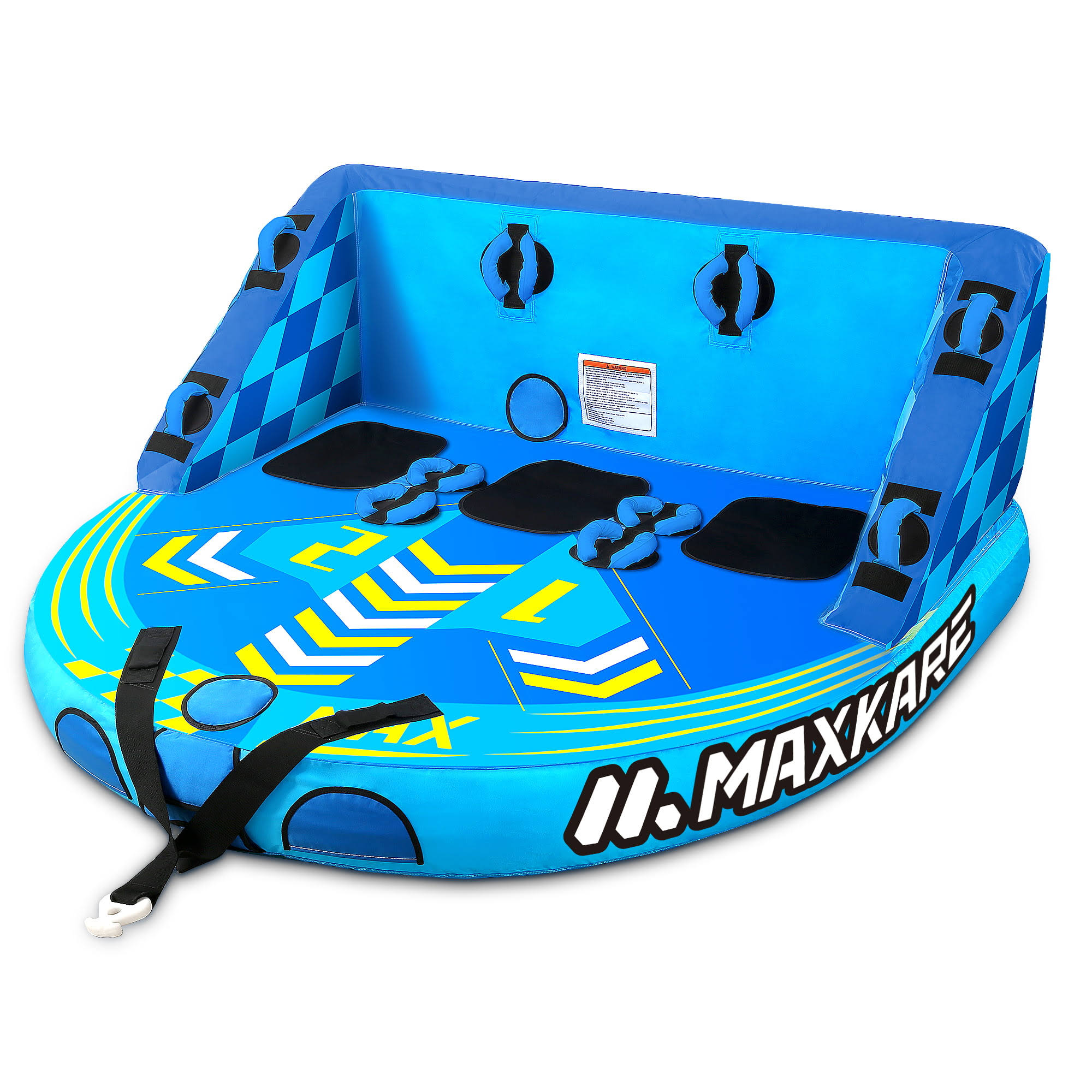 Maxkare 3 Person Inflatable Towable Tube for Boating 79  鑴 76  鑴 33 , Blue