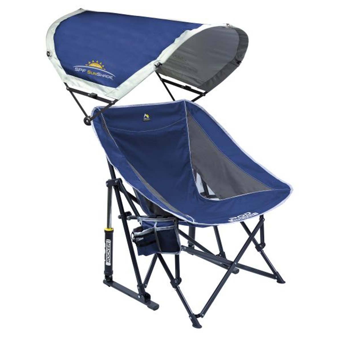 GCI Outdoor Pod Rocker With SunShade Camp Chair, Royal