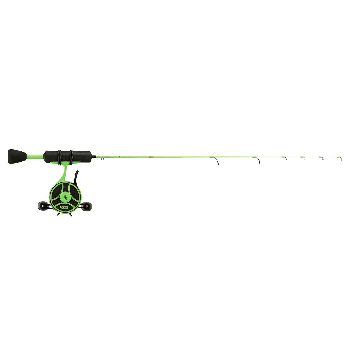 13 Fishing Radioactive Pickle Ice Inline Fishing Combo, Left Hand Retreive, 27  UL (Ultra Light)