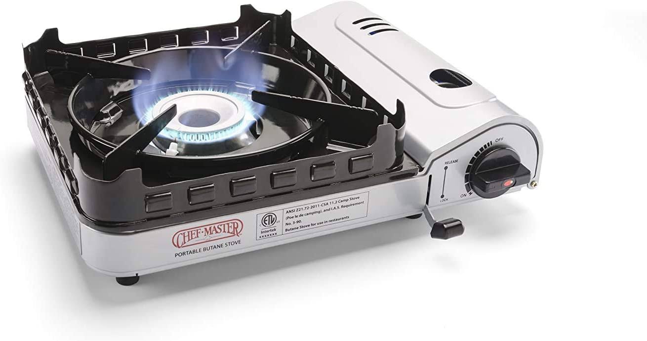 Chef Master 90019 Portable Butane Stove, 15,000 BTU Single Burner Gas Stove