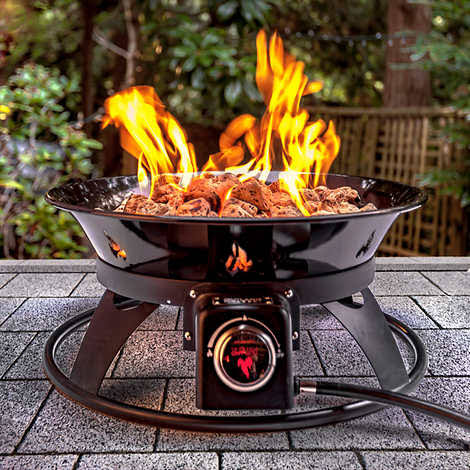 Outland Living Firebowl Outdoor Fire Pit, 21-inch, 58,000 BTU with Fire Pit Cover   Carry Kit, Smokeless Gas Firebowl