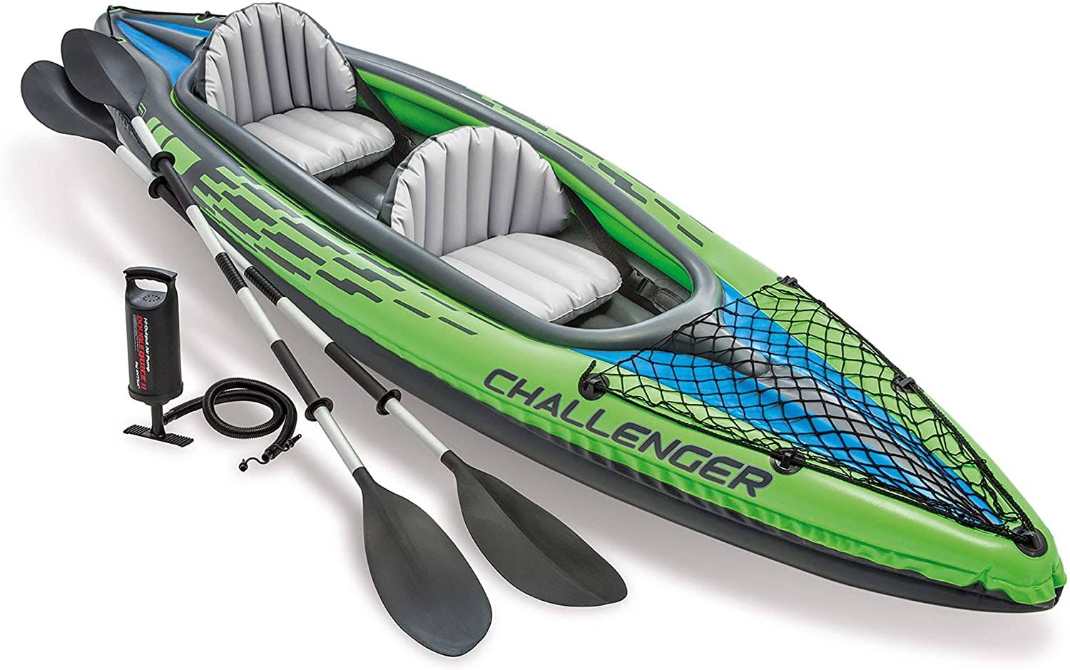 Challenger K2 Kayak, Inflatable Kayak Set with Aluminum Oars and High Output Air-Pump