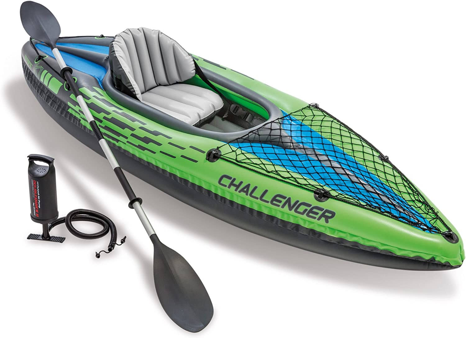 Challenger K1 Kayak, Inflatable Kayak Set with Aluminum Oars and High Output Air-Pump