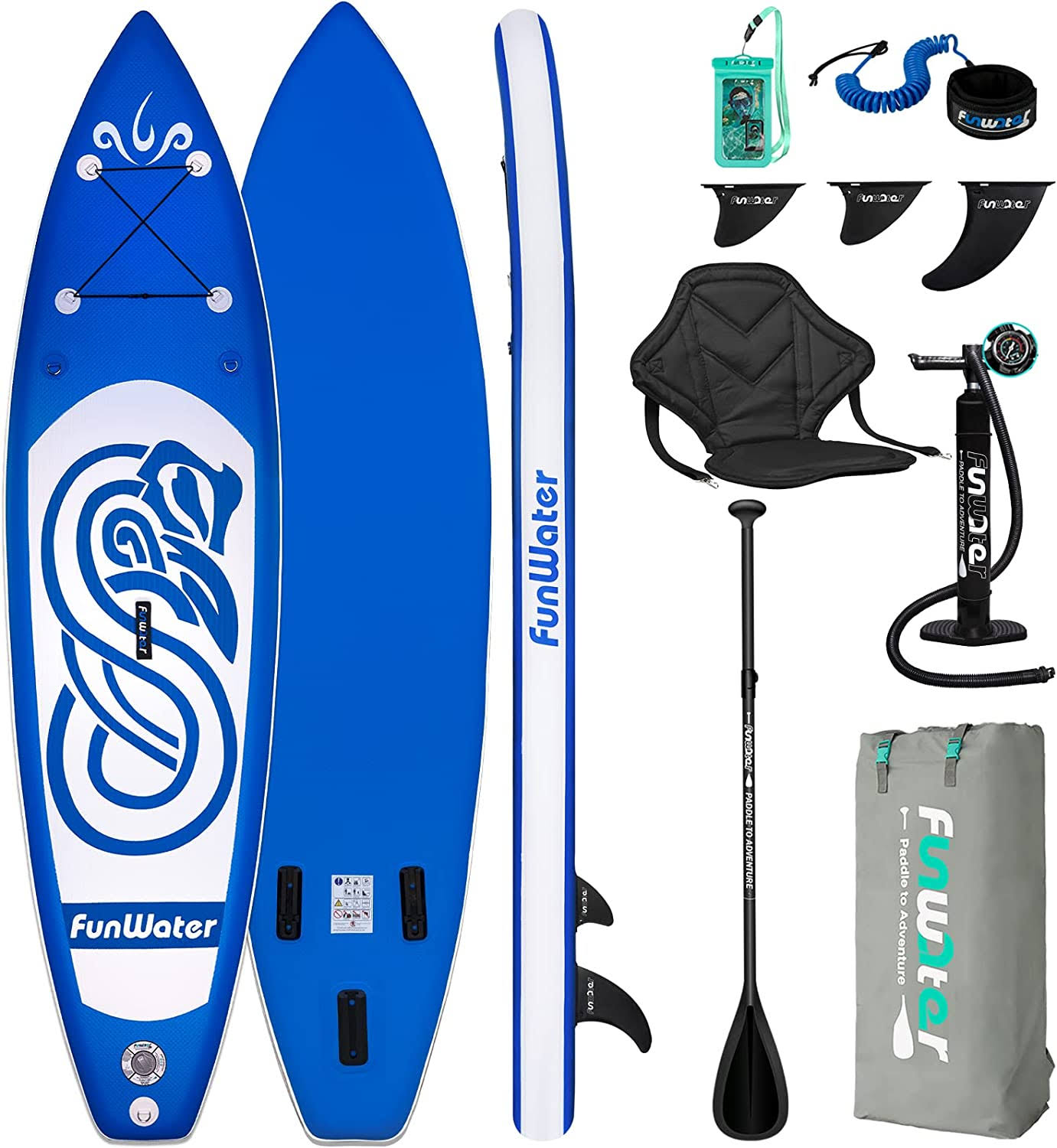 FunWater SUP Inflatable Stand Up Paddle Board 10 x31 x6  Ultra-Light Inflatable Paddleboard with ISUP Accessories, Blue