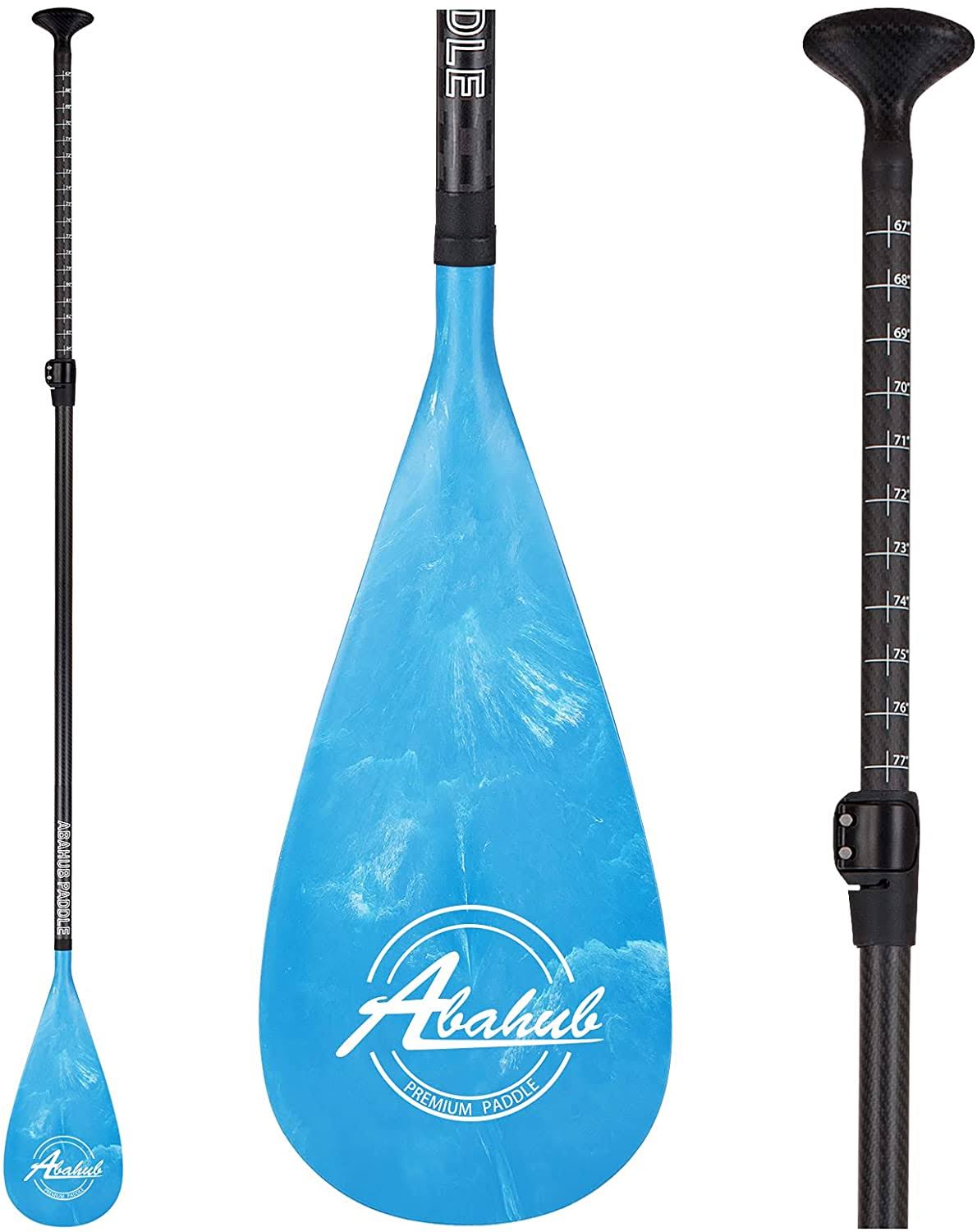 Abahub Carbon SUP Paddles, 1 x 3 Section Adjustable 67    86 , Blue Wave