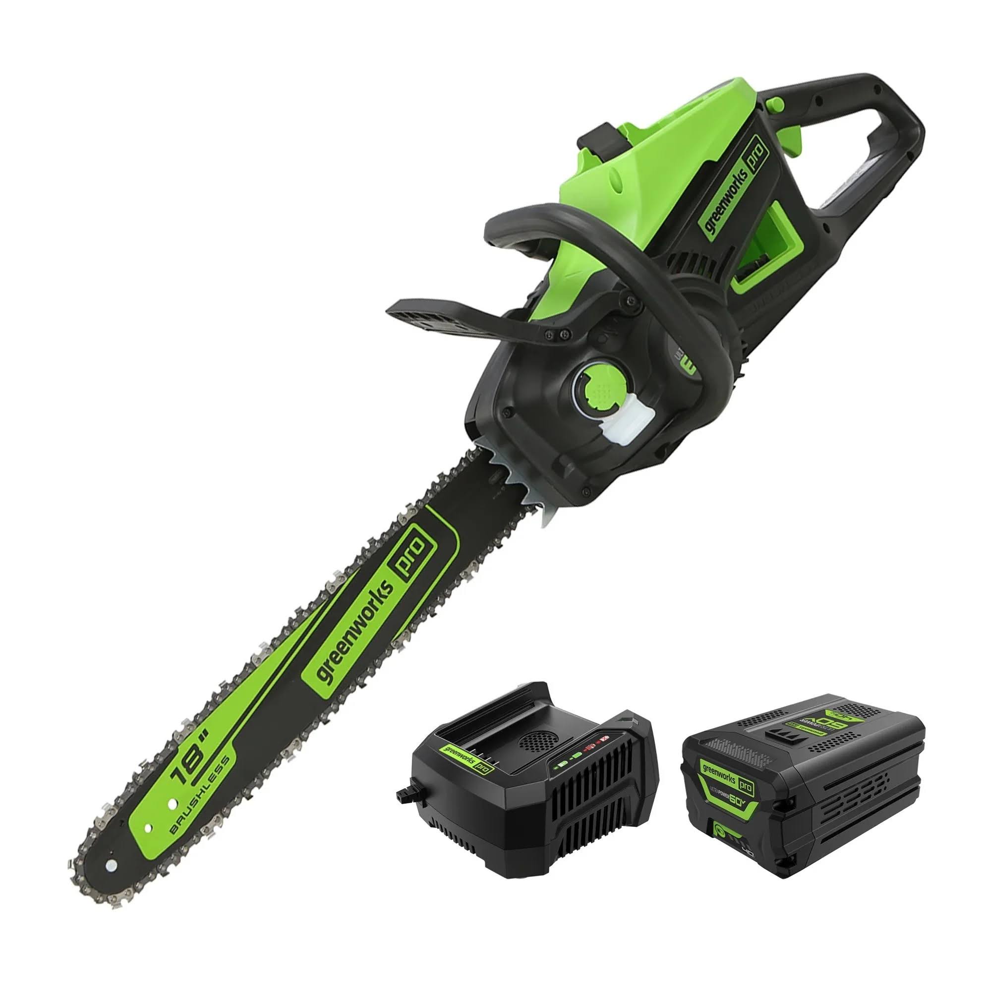 60V 18  Cordless Battery Chainsaw w/ 4.0 Ah Battery   Charger