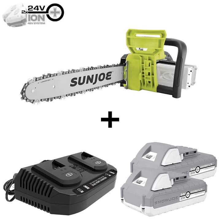 48V Cordless 16-inch Chain Saw, 2 x 2.0-Ah Batteries   Charger